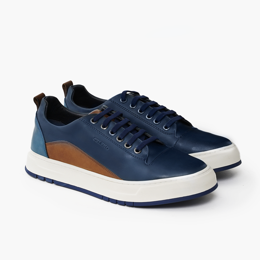 BASKET BOLT en Cuir, Bleu -CL6069