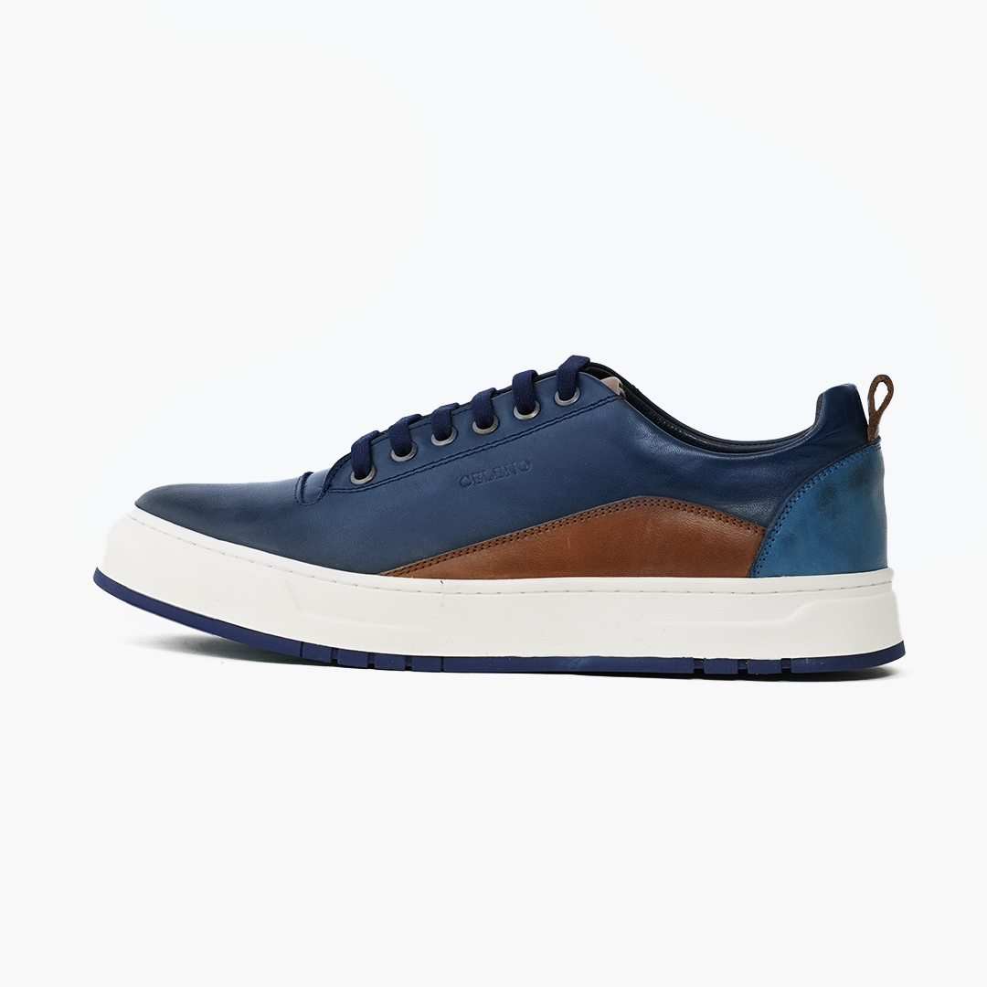 BASKET BOLT en Cuir, Bleu -CL6069